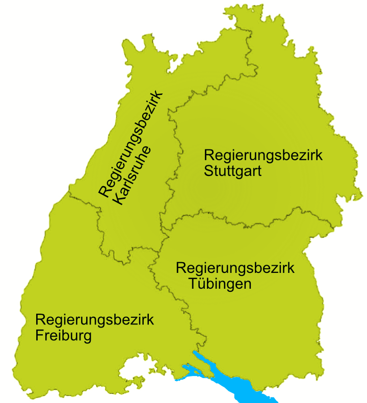 Die vier Regierungsbezirke Baden-Württembergs